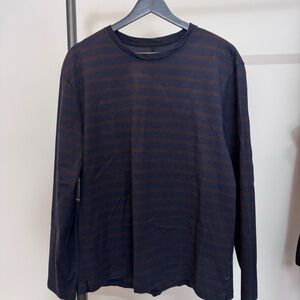 Rag & bone Navy and Brown Striped Long Sleeve Shirt